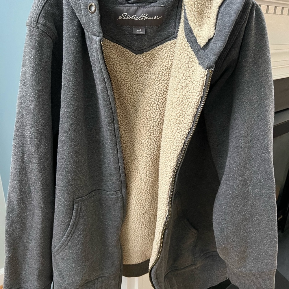 Eddie Bauer Thick Hooded Zippered Jacket L